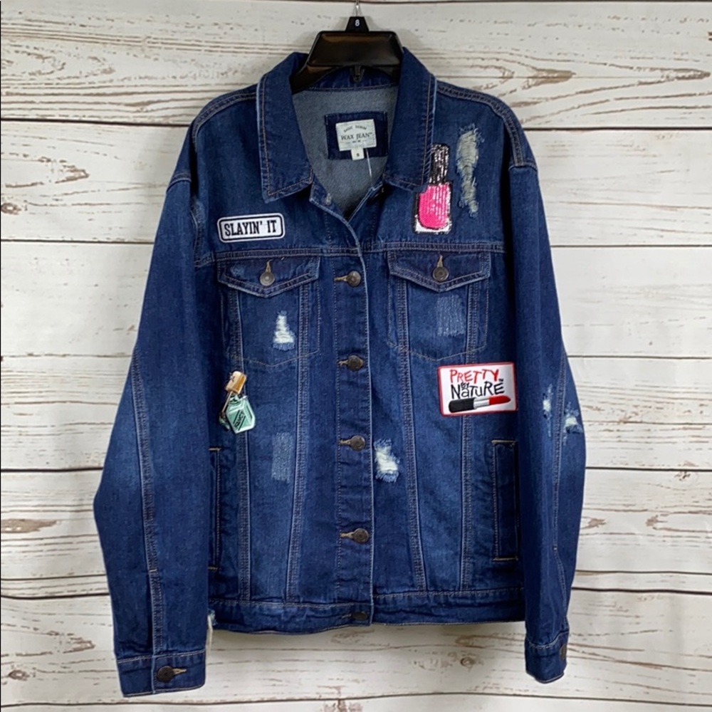 Distressed denim jacket